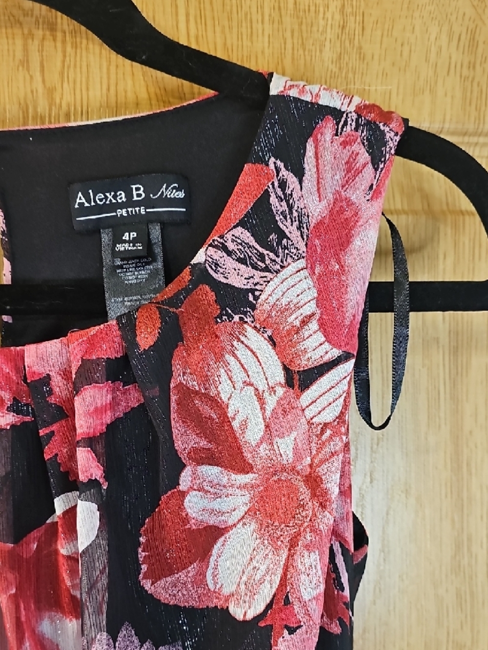 Sleeveless Black Maxi Dress with Pink & Red Floral Print - Picture 5 of 11